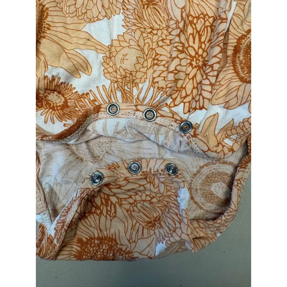 Baby Floral Bodysuit 6-12M Kate Quinn Organic Cotton Sunflower One Piece EUC